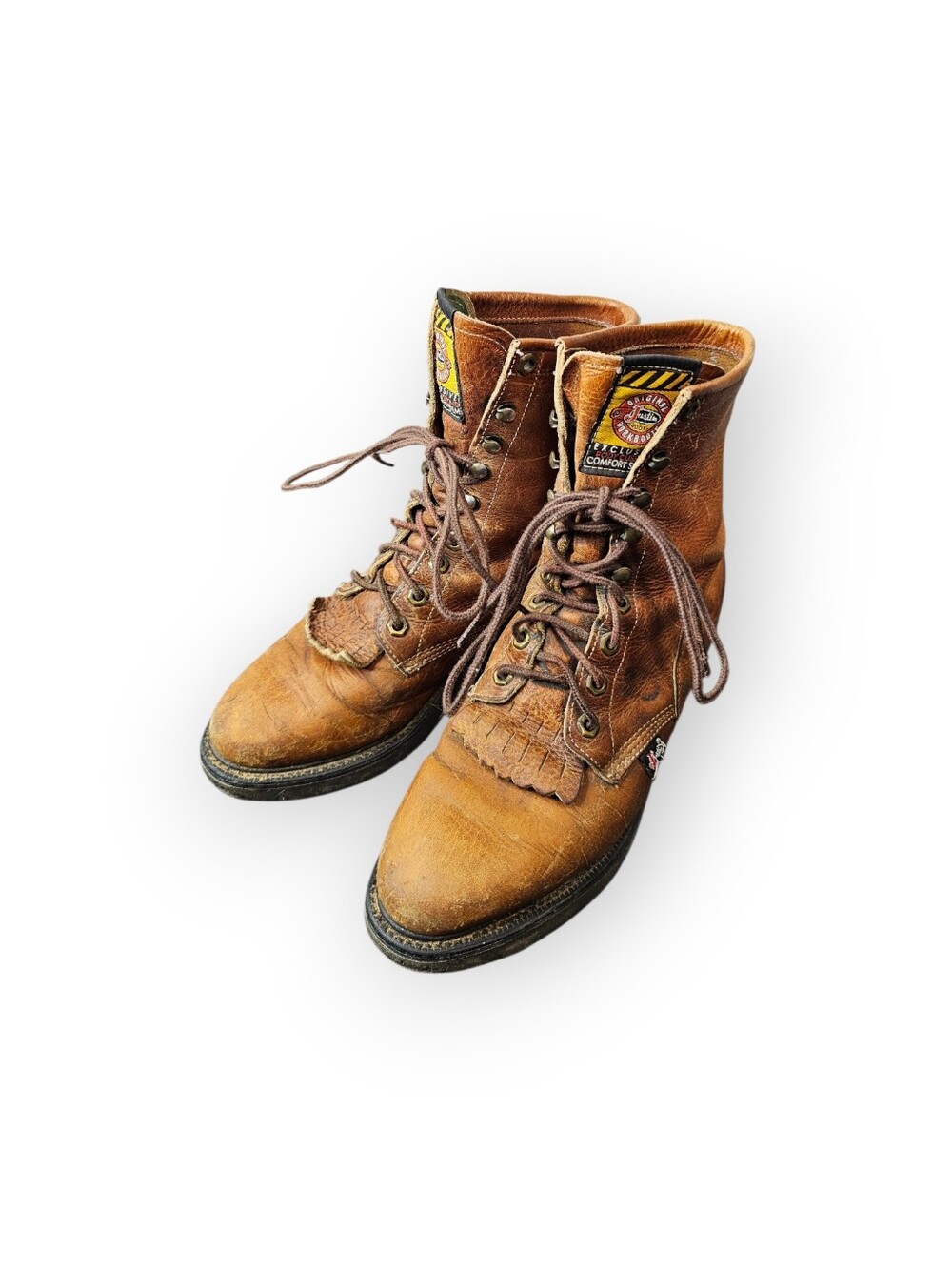 Justin Conductor Packer Work Boots USA Made Brown Leather Lace Up Women's 6.5EE - Picture 2 of 7